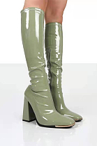 Pu Thigh High Boots in Green