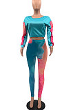 Multicolor Women's Autumn Winter Positioning Printing Tight Tie Dye Pants Sets PY0841-3