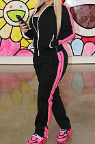 Black Wholesale New Spliced Zipper Long Sleeve Coat Trousers Sport Sets SM9219-3