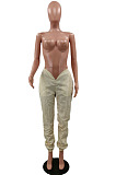 Apricot  Sport Pure Color Dew Waist Casual Pants NYZ6035-2