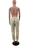 Apricot  Sport Pure Color Dew Waist Casual Pants NYZ6035-2