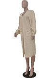 Green Fashion New Pure Color Sweater Cardigan Long Coat TRS1185-1