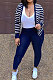 Royal Blue Fashion Striple Single-Breasted Cardigan Pencil Pants Casual Two-Piece WJ5230-3