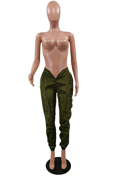 Apricot  Sport Pure Color Dew Waist Casual Pants NYZ6035-2
