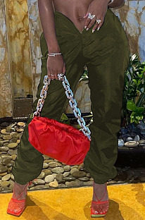 Army Green Sport Pure Color Dew Waist Casual Pants NYZ6035-1