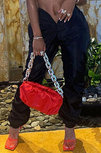 Black Sport Pure Color Dew Waist Casual Pants NYZ6035-3