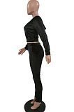 Blue Sport Casual Velvet Long Sleeve Hoodie Pencil Pants Plain Suit NYZ6036-2