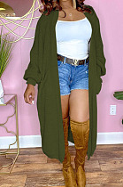 Green Fashion New Pure Color Sweater Cardigan Long Coat TRS1185-1