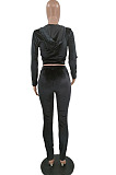Blue Sport Casual Velvet Long Sleeve Hoodie Pencil Pants Plain Suit NYZ6036-2