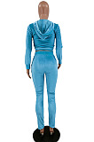 Pink Sport Casual Velvet Long Sleeve Hoodie Pencil Pants Plain Suit NYZ6036-1