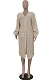 Green Fashion New Pure Color Sweater Cardigan Long Coat TRS1185-1