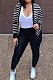 Black Fashion Striple Single-Breasted Cardigan Pencil Pants Casual Two-Piece WJ5230-1