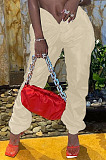 Apricot  Sport Pure Color Dew Waist Casual Pants NYZ6035-2
