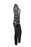 Sexy Beadded Mesh Bodycon Long Sleeve Jumpsuit in Black