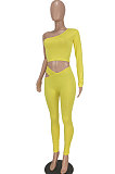 Gray Women's Fashion Off Shoulder Sexy Crop Pure Color Pants Sets ED8546-2