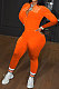 SUPER WHOLESALE|Orange Sexy Casual Pleuche Solid Color Zipper Bodycon Jumpsuits ED8547