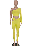 Gray Women's Fashion Off Shoulder Sexy Crop Pure Color Pants Sets ED8546-2