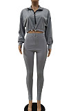 Black Women's Pure Color Zipper Ruffle Casual Pants Sets JR3584-1
