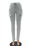 Green Women's Add Velvet Fleece Fabrics Casual Drawsting Pants JR3661-2
