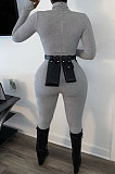White Modest Design Printed Long Sleeve High Neck Collect Waist Slim Fitting Jumpsuits WJ5232-2