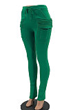 Green Women's Add Velvet Fleece Fabrics Casual Drawsting Pants JR3661-2