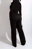 Coffee Euramerican Women Sexy Tight Tops Casual Pants Sets FFE196-3