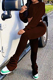Orange Euramerican Casual Dew Waist Spit Bodycon Pants Sets ED8544-1