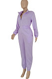 Orange Trendy Velvet Solid Color Zipper Collect Waist Casual Jumpsuits FFE193 -3