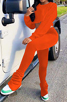 Orange Euramerican Casual Dew Waist Spit Bodycon Pants Sets ED8544-1