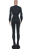Coffee Euramerican Casual Dew Waist Spit Bodycon Pants Sets ED8544-3