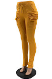 Green Women's Add Velvet Fleece Fabrics Casual Drawsting Pants JR3661-2