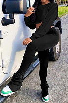 Black Euramerican Casual Dew Waist Spit Bodycon Pants Sets ED8544-2