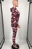 Camouflage Blue Prined Wholesale Women's Long Sleeve Hoodie Pencil Pants Casual Suit YM222-2