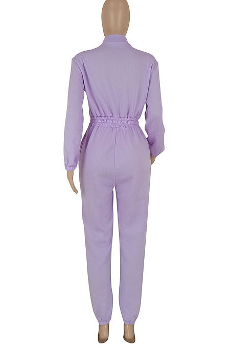 Orange Trendy Velvet Solid Color Zipper Collect Waist Casual Jumpsuits FFE193 -3