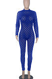 Coffee Eurameircan Sexy Long Sleeve Hollow Out High Waist Bodycon Jumpsuits FMM2053-6