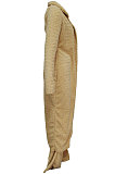 Beige Euramerican Winter Wome's Plush Single-Breasted Long Coat Bodycon Pants Sets LD81065