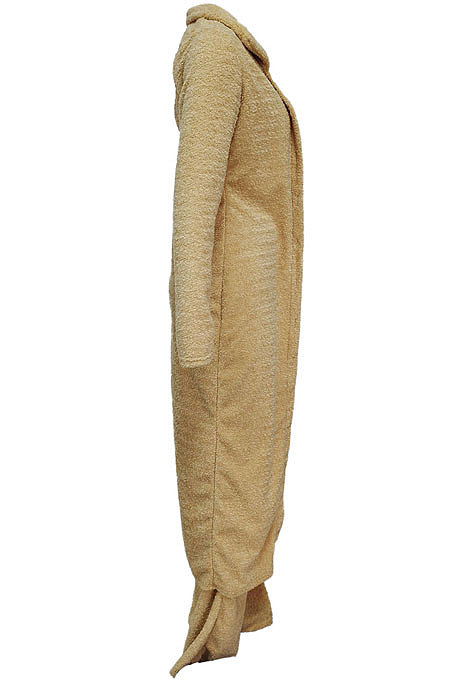Beige Euramerican Winter Wome's Plush Single-Breasted Long Coat Bodycon Pants Sets LD81065