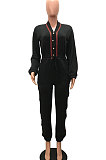 White Women's Fashion Casual Pure Color Pocket Buttons Drawsting Collect waist Bodycon Jumpsuits MR2130-2