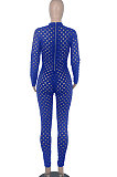 Yellow Eurameircan Sexy Long Sleeve Hollow Out High Waist Bodycon Jumpsuits FMM2053-1