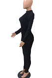 Gray Blue Euramerican Women's Sexy Both Sides Wear Zipper High Waist Velvet Bodycon Jumpsuits FMM1168-2