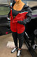Black Red Wholesale  Women's Spliced Zipper Hoodie Tops Skinny Pants Sport Sets YM225-4