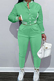 Purple Casual Single-Breasted Long Sleeve Jacket Pencil Pants Baseball Uniform Sets YM224-1