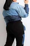 Black Grey Causal New Jean Spliced Zipper Crop Cotton Jacket ZS0430-2