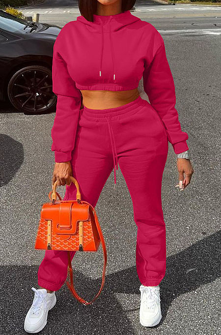 SUPER WHOLESALE|Grey Casusl Pure Color Velvet Hoodie Jogger Pants Suit LML279-4