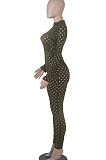 Orange Eurameircan Sexy Long Sleeve Hollow Out High Waist Bodycon Jumpsuits FMM2053-8