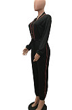 White Women's Fashion Casual Pure Color Pocket Buttons Drawsting Collect waist Bodycon Jumpsuits MR2130-2