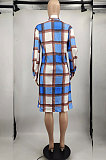 Dark Blue Purple Plaid Wholesale Long Sleeve Lapel Neck Single-Breasted Woolen Coat MTY6582-2