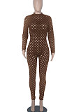 White Eurameircan Sexy Long Sleeve Hollow Out High Waist Bodycon Jumpsuits FMM2053-2