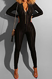 Gray Blue Euramerican Women's Sexy Both Sides Wear Zipper High Waist Velvet Bodycon Jumpsuits FMM1168-2
