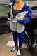 Blue Grey Wholesale  Women's Spliced Zipper Hoodie Tops Skinny Pants Sport Sets YM225-3